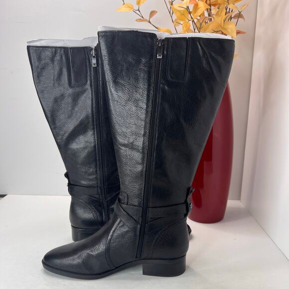 Naturalizer Rena2 Leather Knee High Riding Boot Black Women 9.5WW Wide Calf NWOB - Picture 7 of 10